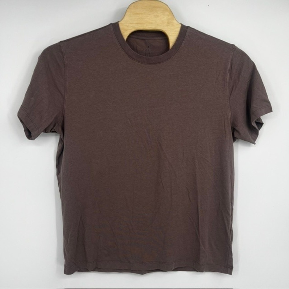 Fabletics Mens XL Brown Mauve Cotton Modal Stretch Short Sleeve Crewneck T-Shirt